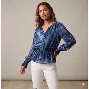 Counterparts Blouse Womens XL Marbled stretch Waist Top Romantic Fairy Whimsy